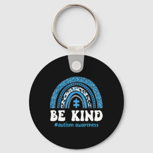 Be Kind Autism Awareness Cute Puzzle Rainbow Choos Keychain