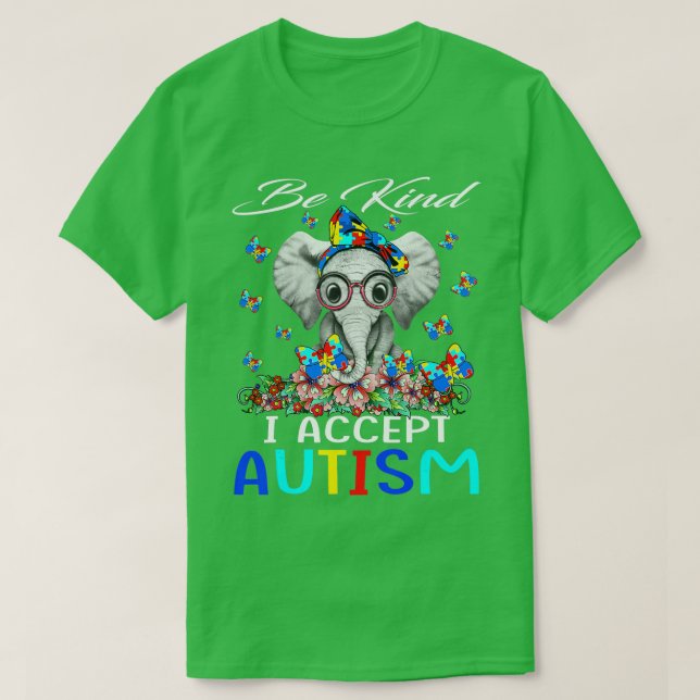 Be Kind Autism Awareness Elephant Choose Kindness  T-Shirt (Design Front)