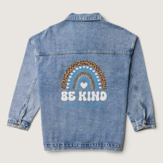 Be Kind Autism Awareness Leopard Blue Rainbow Kind Denim Jacket