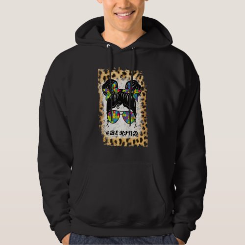 Be Kind Autism Awareness Messy Bun Girl Hoodie