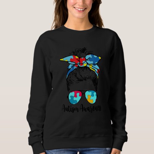 Be Kind Autism Awareness Messy Bun Girl Tees  