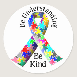 Be Kind Autism Awareness Month Classic Round Sticker