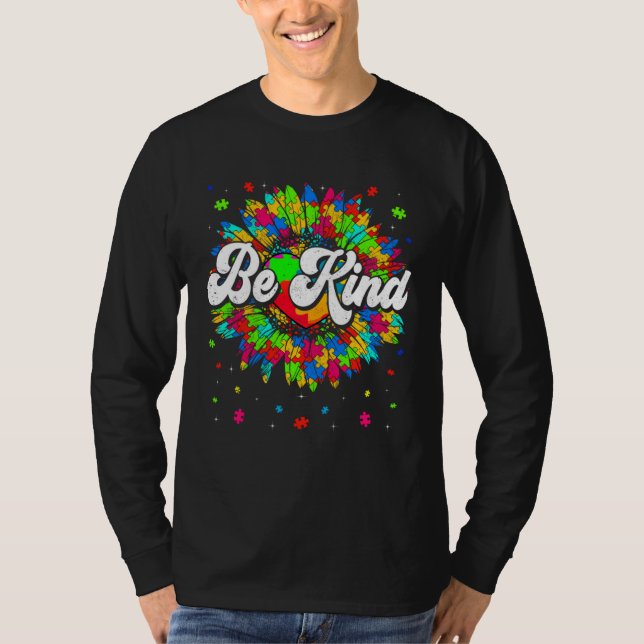 Be Kind Autism Awareness Month Cute Gnomes Men Wom T-Shirt (Front)