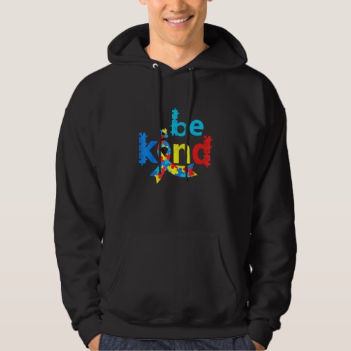 Be Kind Autism Awareness Month Puzzle Piece Ribbon Hoodie