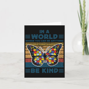 Be Kind Autism Awareness Puzzle Butterfly Choose K Card