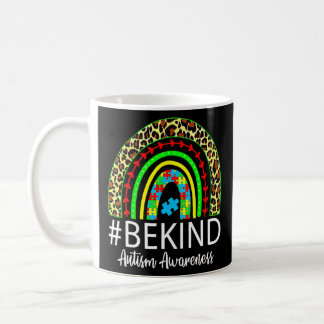 Be Kind Autism Awareness Puzzle Piece Leopard Boho Coffee Mug