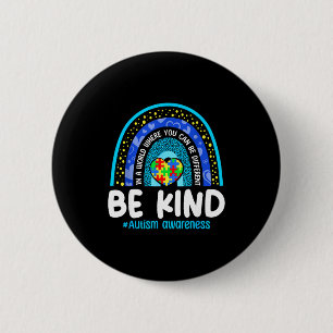 Be kind autism awareness puzzle rainbow autistic button