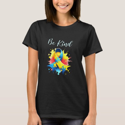 Be Kind Autism Awareness Puzzle Ribbon Men Women K T-Shirt