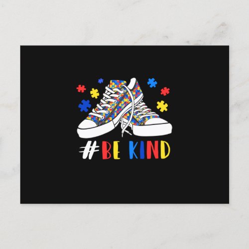 Be Kind Autism Awareness Puzzle Shoes Autism Announcement Postcard