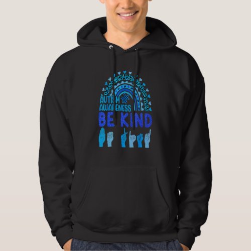 Be Kind Autism Awareness  Rainbow Sparkle Hand Lan Hoodie