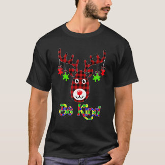 Be Kind Autism Awareness Santa Christmas Reindeer  T-Shirt