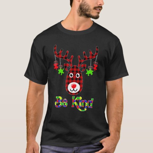 Be Kind Autism Awareness Santa Christmas Reindeer  T_Shirt