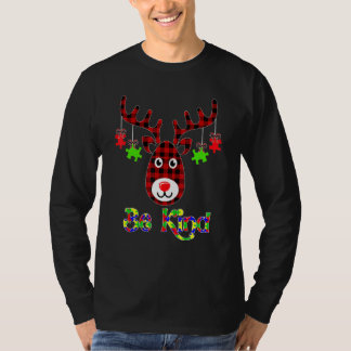 Be Kind Autism Awareness Santa Christmas Reindeer  T-Shirt