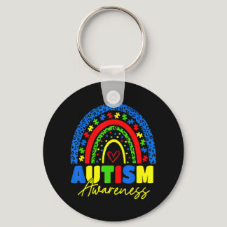 Be Kind Autism Awareness Shirt Rainbow Leopard Wom Keychain