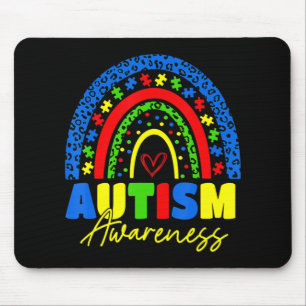 Be Kind Autism Awareness Shirt Rainbow Leopard Wom Mouse Pad