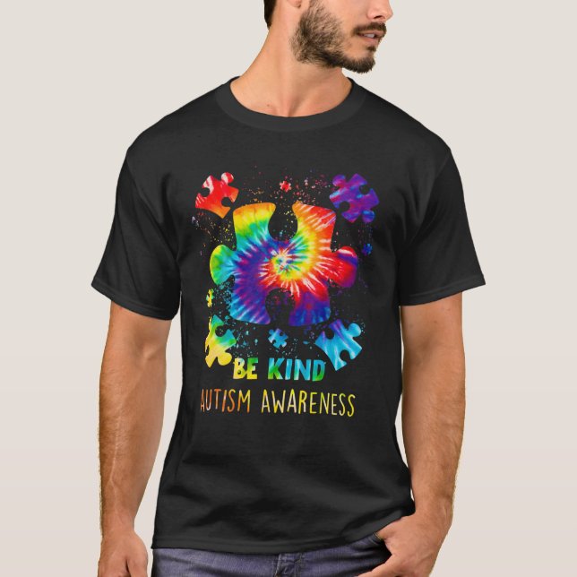 Be Kind Autism Awareness Support Month Puzzle Piec T-Shirt (Front)