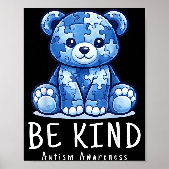 Be Kind Autism Awareness Wear Blue for Son Puzzle Poster (Front)