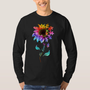 Be Kind Autism Awareness Women Girls Sunflower Puz T-Shirt