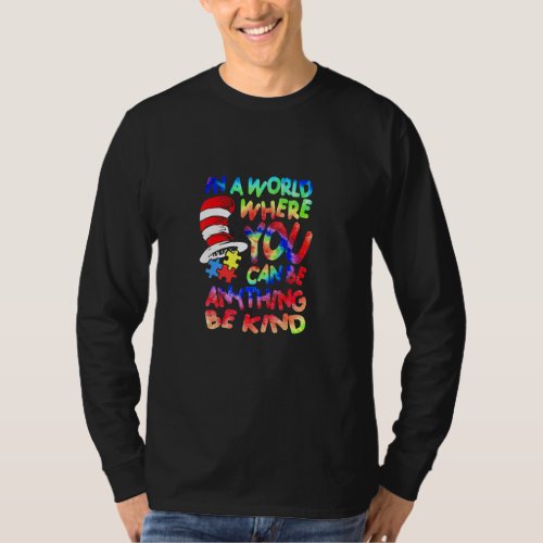 Be Kind Autism Awarenessdoctor Teacher Hat Cat Boo T_Shirt