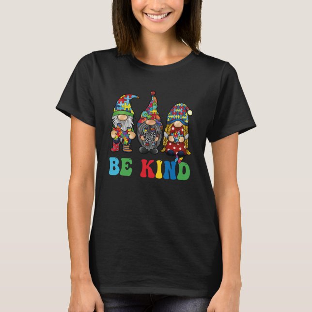 Be Kind Autism Gnomes Sunflower Autism Awareness M T-Shirt (Front)