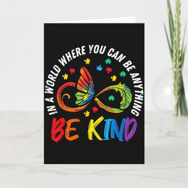 Be Kind Autism Infinity Butterfly Awareness Men Wo Card (Front)