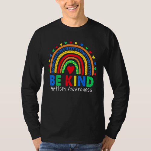 Be Kind Autism Rainbow Autism Awareness Day T_Shirt