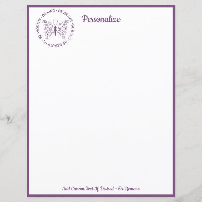 Be Kind Be Brave Quote – Custom Stationery (Front)