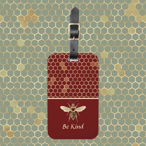 Be Kind Bee and Honeycomb Luggage Tag