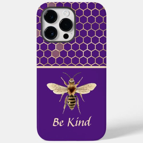 Be Kind Bee and Honeycomb on Purple Case_Mate iPhone 14 Pro Max Case