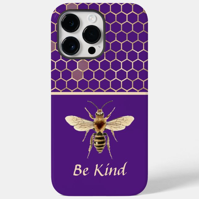 Be Kind Bee and Honeycomb on Purple Case-Mate iPhone Case (Back)