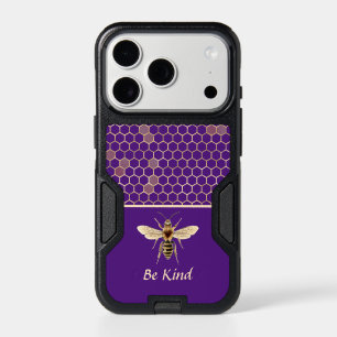 Be Kind Bee and Honeycomb on Purple iPhone 17 Pro Case