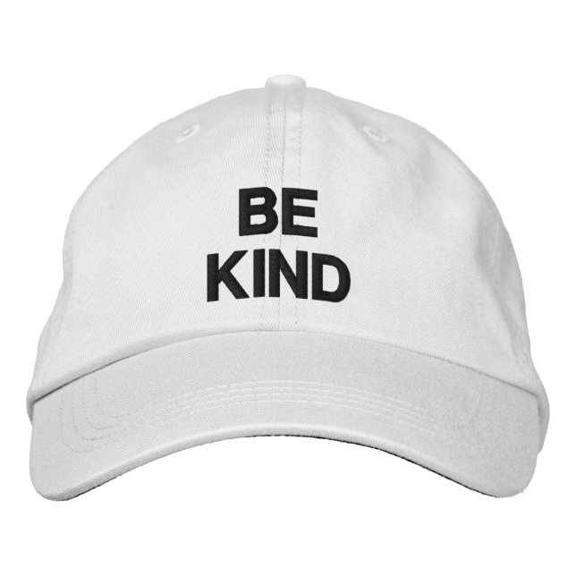 Be kind black and white custom text minimalist embroidered baseball cap (Front)