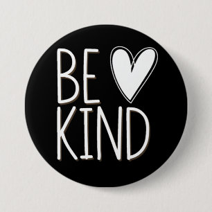 Be Kind black and white Heart Earrings Button