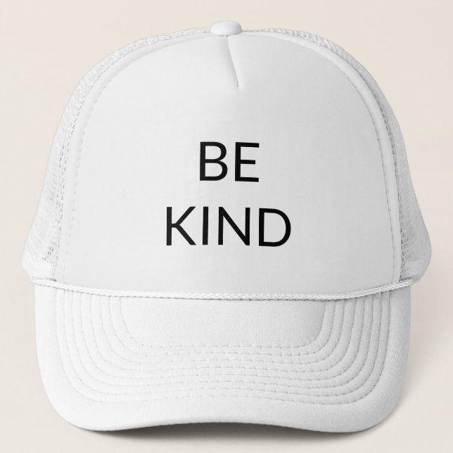 Be Kind, black white minimalist Trucker Hat (Front)