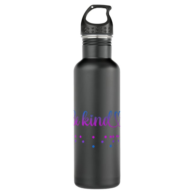 Be Kind Blind Awareness braille Premium   Stainless Steel Water Bottle (Front)