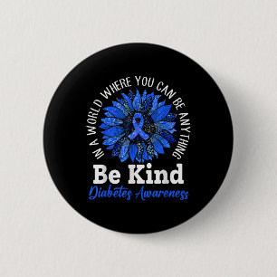 Be Kind Blue Ribbon Sunflower T1d Type 1 Diabetes Button