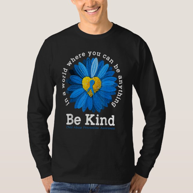 Be Kind Blue Sunflower Child Abuse Prevention Mont T-Shirt (Front)