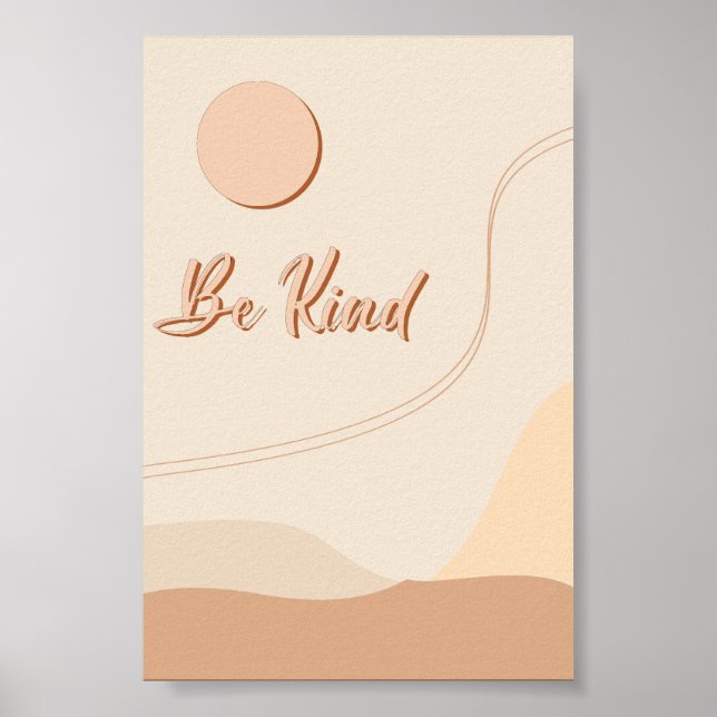 Be Kind Boho Quote Neutral Typography Print (Front)