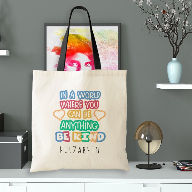 Be Kind Bold Colorful Inspirational Teacher Saying Tote Bag (Creator Uploaded)