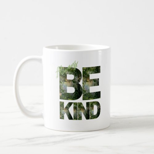 Be kind _ bold jungle filled letters mug