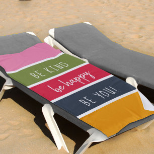 Be Kind Bold Muted Color Palette Striped Beach Towel