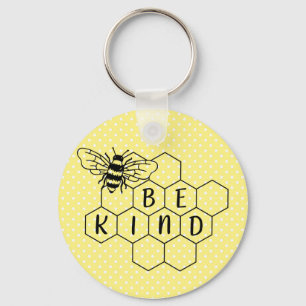 Be Kind Bumble Bee Yellow Polka Dot Keychain