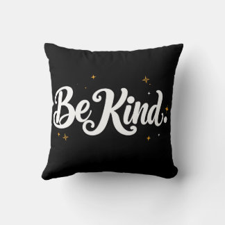 "Be Kind" Calligraphy Tee - Minimalist Black T-shi Throw Pillow