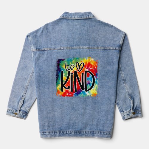 Be Kind Colorful Rainbow Cute Heart Love Kindness  Denim Jacket