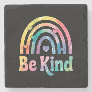 Be Kind Colorful Rainbow – Inspirational Positive Stone Coaster