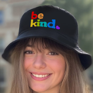 Be kind custom message colorful text bucket hat