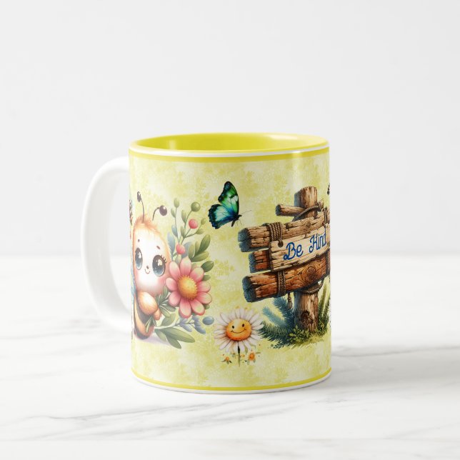 Be Kind Cute Bee Mug Customizable (Front Left)