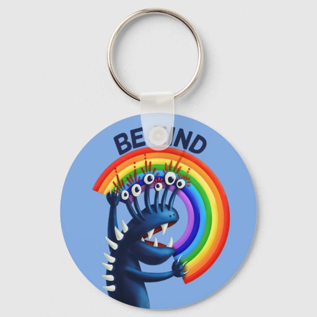 Be Kind - Cute Character Rainbow Positive Message Keychain (Front)