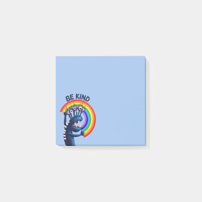 Be Kind - Cute Character Rainbow Positive Message Post-it Notes (Front)