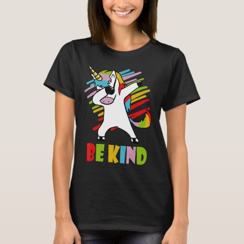 Be Kind Cute Dabbing Unicorn Orange Unity Day Girl T_Shirt